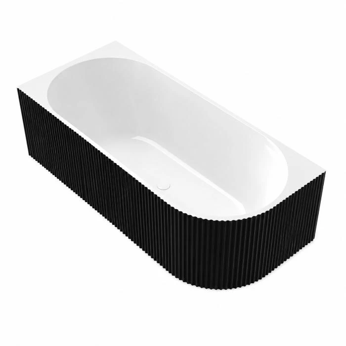 Regio Luna Left Corner Fluted Luxury Acrylic Back to Wall Bathtub Collection